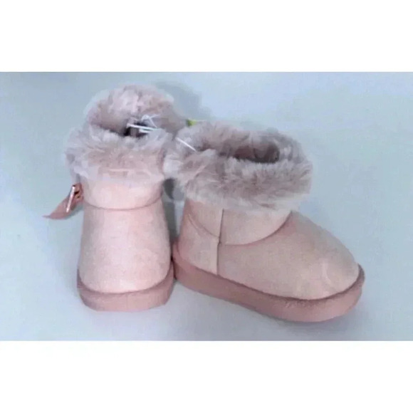 First Steps Stepping Stones Faux Fur Pink Boot Booties Size 3 6-9 Months - Picture 11 of 12